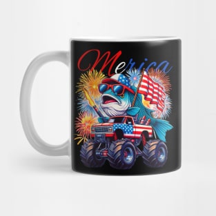 Fish riding monster truck for 4th of july Mug